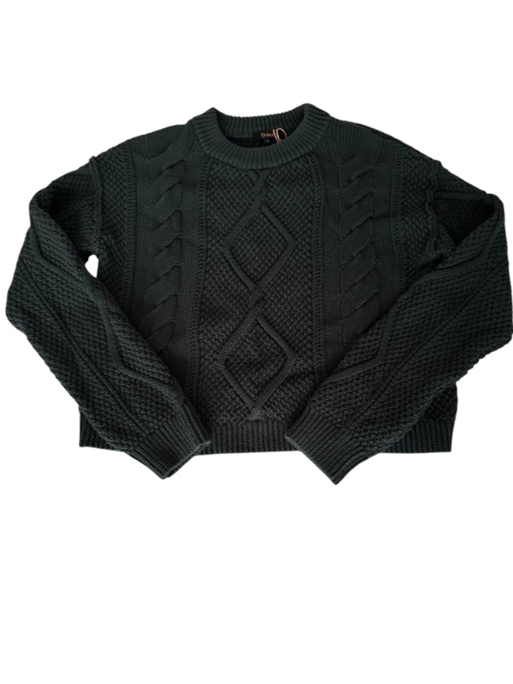 Quince Organic Cotton Cable Knit Cropped
Sweater Dark Spruce NWT S - Picture 6 of 14